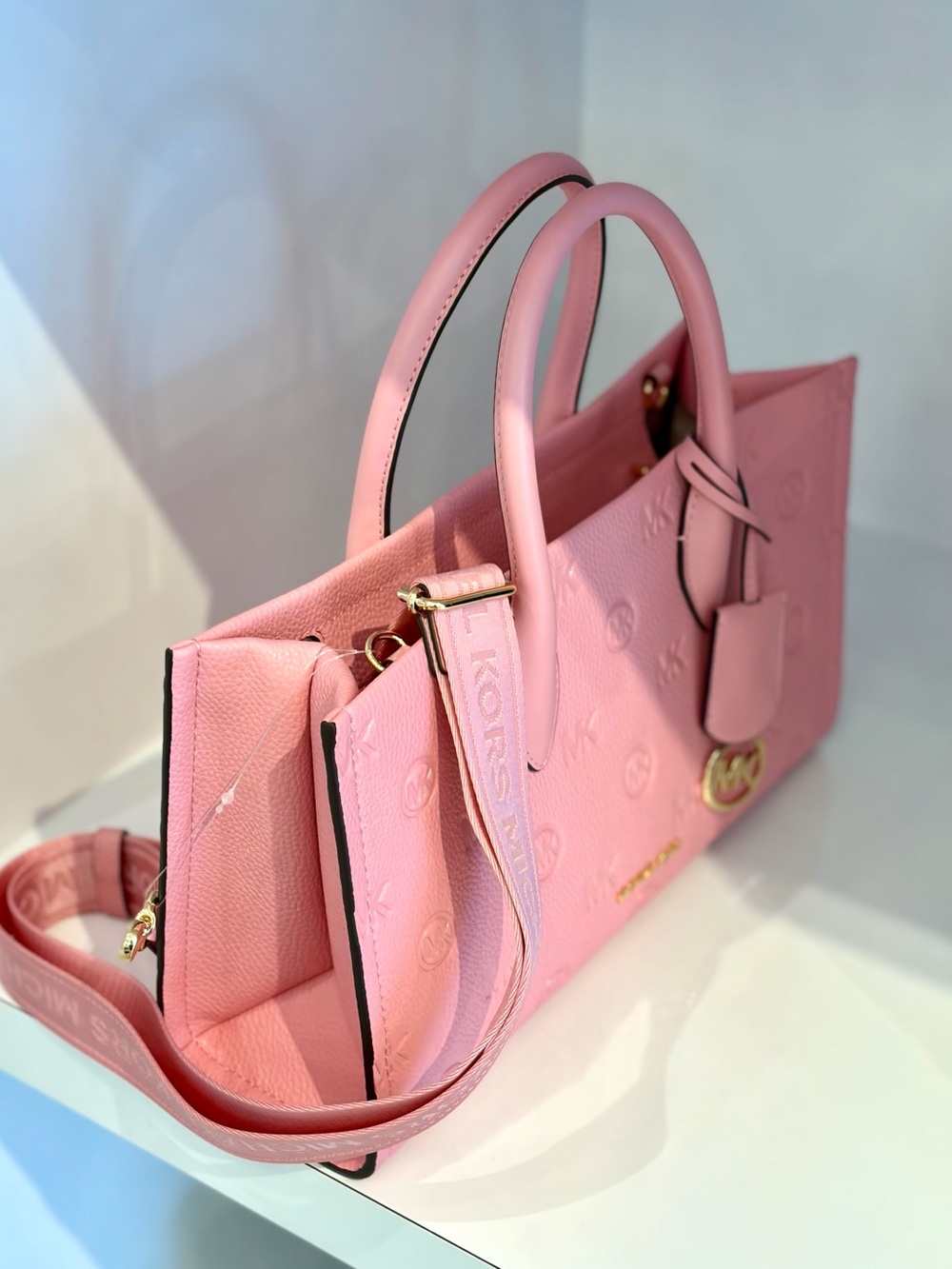 Michael Kors Mirella Medium Logo Debossed Satchel - Picture 2 of 9